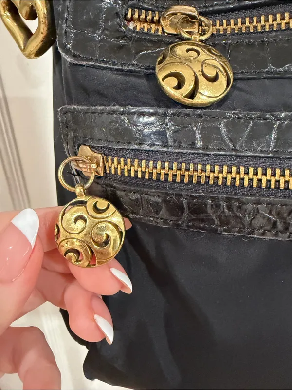 Y2K Brighton Black Crossbody Bag with Gold Hardware and leather/ leopard design - Image 7