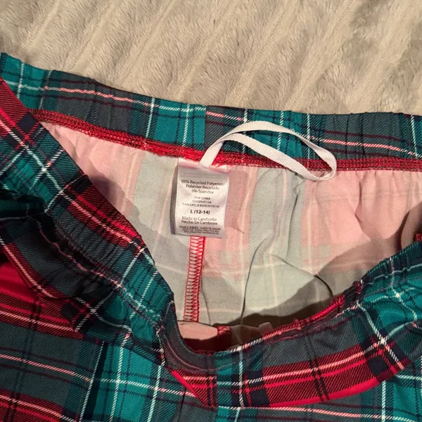 Joyspun‎ Womens Holiday Plaid Pajama Set Cheers Red Green L 12-14 JS4395051SA - Image 3