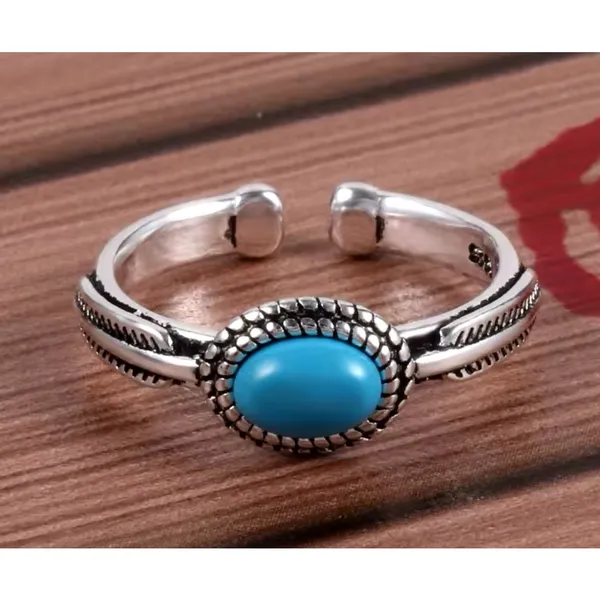 NEW Women's Boho Turquoise Ring, 925 Sterling Silver‎ Adjustable - Image 12