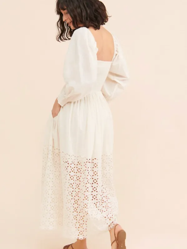 Free People Perfect Storm Black Embroidered Sheer Lace Midi Dress Size M - Image 12