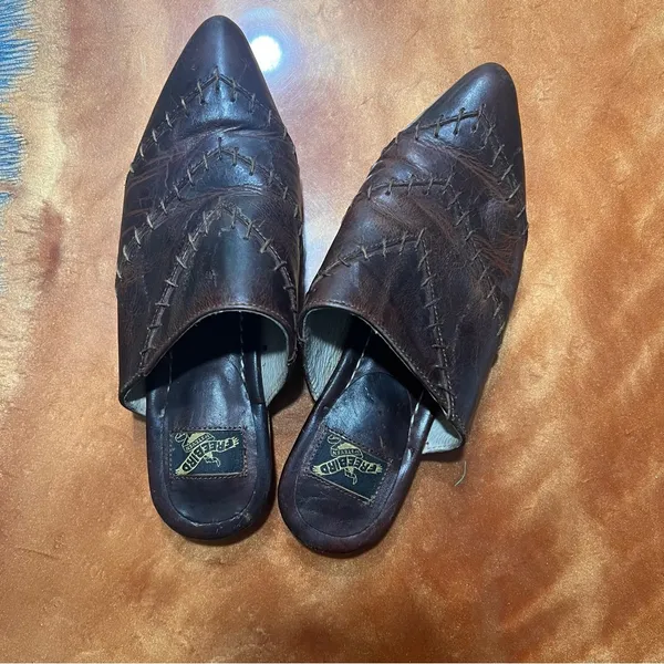 Freebird Nola Leather Mules slides size 7 brown stitched - Image 4
