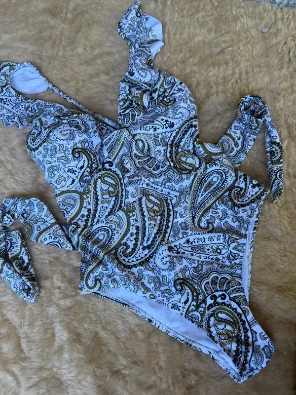 Joan. Vass Ruffle Paisley One-Piece Swimsuit racerback S - Image 2