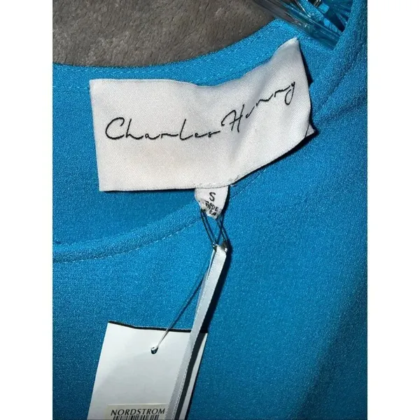 NEW Charles Henry Nordstrom Turquoise Sheath Dress Sz S Ruffle Waist #784 - Image 5