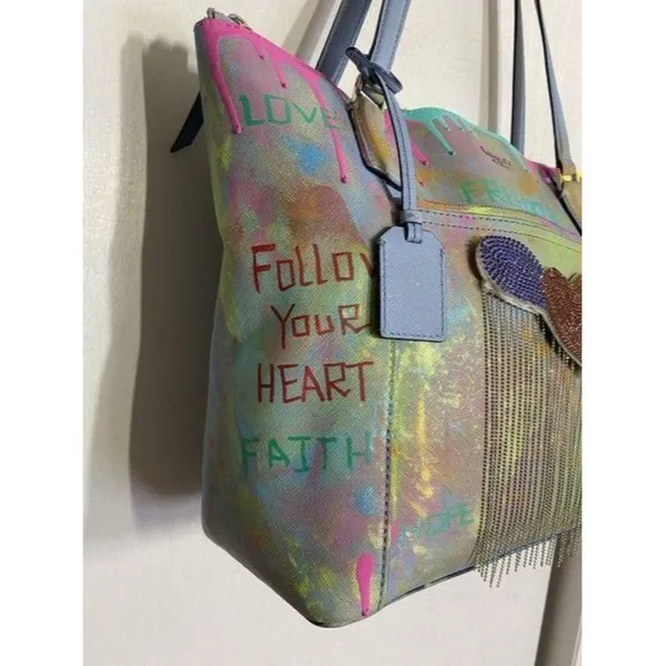 kate spade w handbag customized by me w graffi mul - Image 3