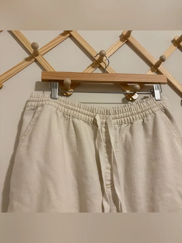 Aerie Cream Wide Leg Soft Cargo Pant size Large Short - Image 2