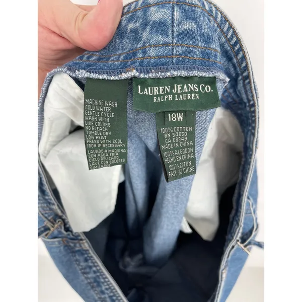 Lauren Jeans Co Ralph‎ Lauren Womens 18W Blue Denim Straight Leg Pants Classic - Image 5