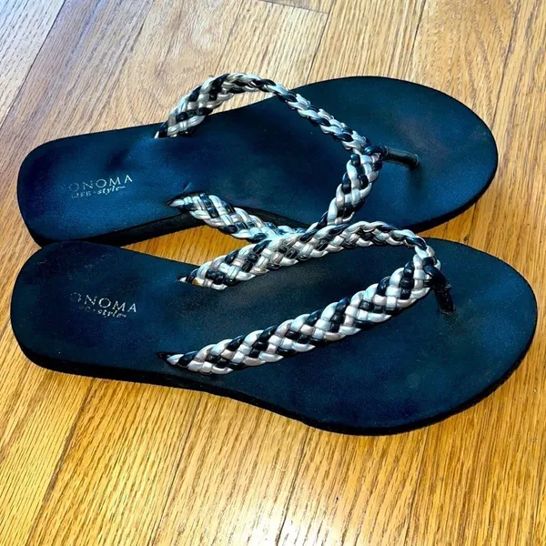 Sonoma Black Braided Thong Flip Flops- Possible Size 8.5/9? - Image 4