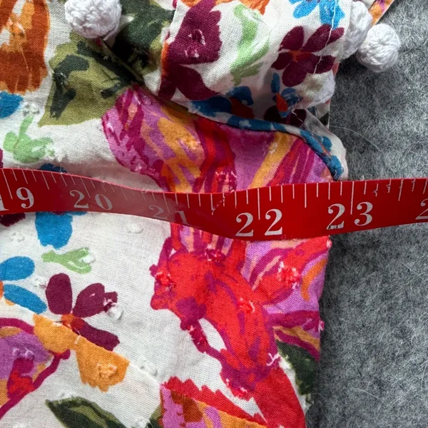 Farm Rio Floral Pom Pom Trim Swiss Dot Babydoll Blouse‎ Multi Color Womens Large - Image 5