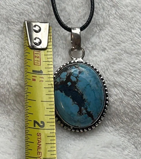 Turquoise Natural Gemstone 925 Silver Plated Gemstone Pendant Necklace - Image 6