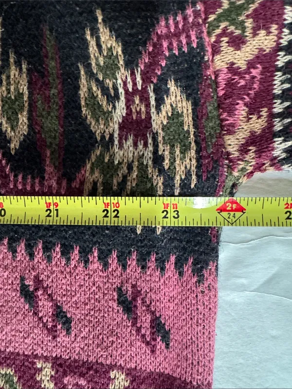 Express Tricot vintage 90s Women's floral Sweater Plum Pink M oversized retro - Image 9