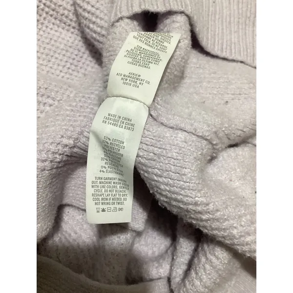 Aerie Womens Lavender Purple Waffle Knit Polo Collar V-Neck Sweater Size Small - Image 5