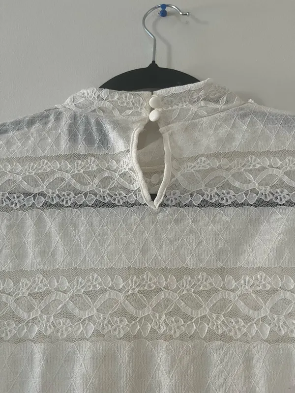Ivory Lace Long Sleeve Bodysuit XL Bridal Shower Rehearsal Dinner Romantic - Image 7