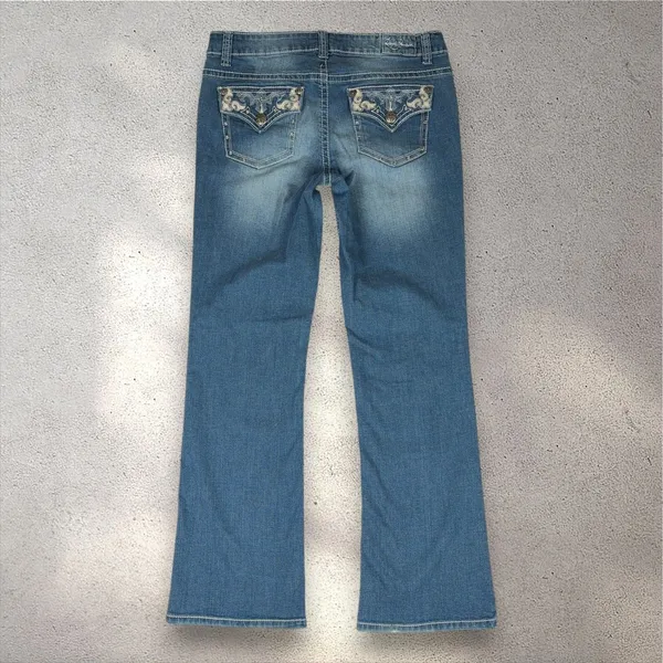 Y2K Royal Premium Bootcut Jeans Women's 10 Rhinestone Embroidered Flap Pockets - Image 3