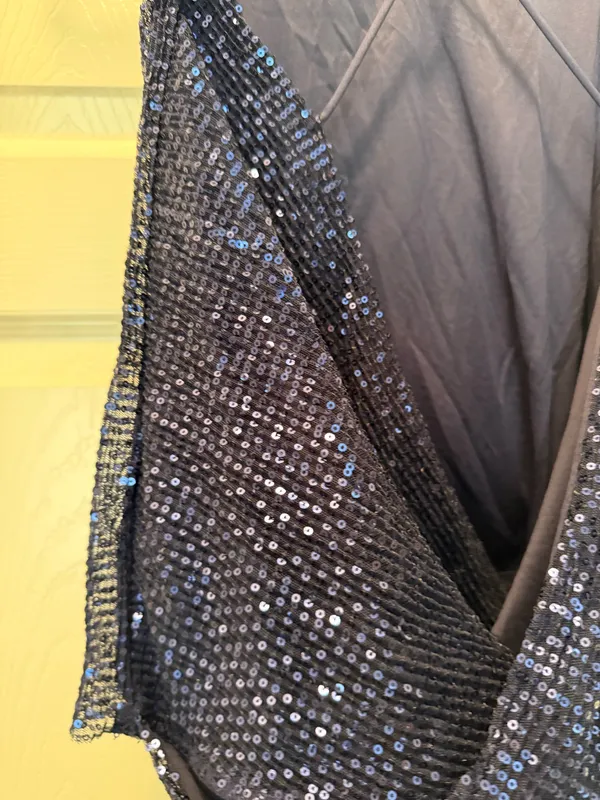 Express Navy Sequin V-Neck Spaghetti Strap Tank - Image 3