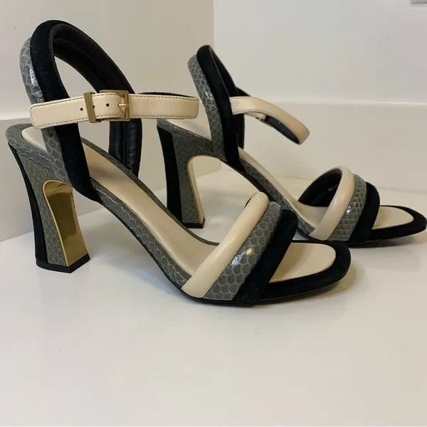 Tory Burch Puffed Up Suede and Snakeskin Embossed Leather Sandal NWOB Size 9 - Image 4