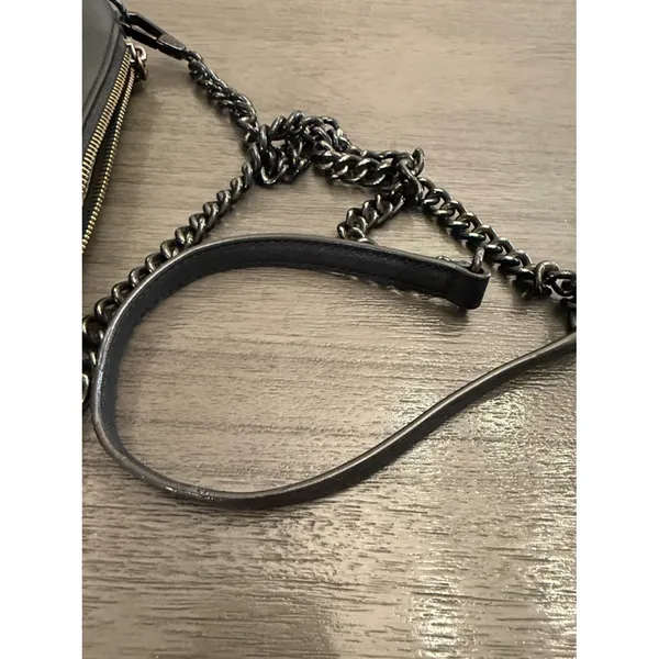 Rebecca Minkoff Avery Crossbody Bag Black Saffiano Leather‎ Gunmetal Chain OS - Image 9