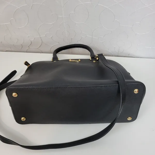 MICHAEL Michael Kors Women Bag Black Leather Cindy Dome Satchel Detachable Strap - Image 13
