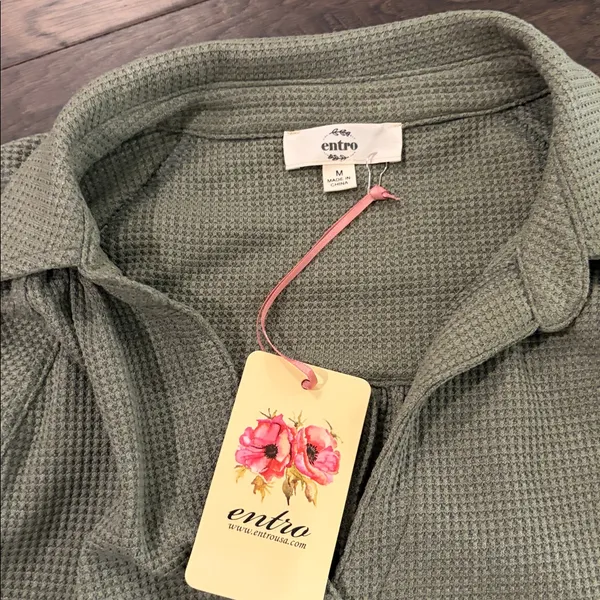 NWT Entro Waffle Weave Front Pocket Shirt Sz M - Image 5