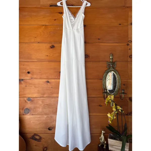 NWOT Lulus Captivating Promise White Sleeveless Mermaid Maxi Dress Bridal Gown S - Image 4