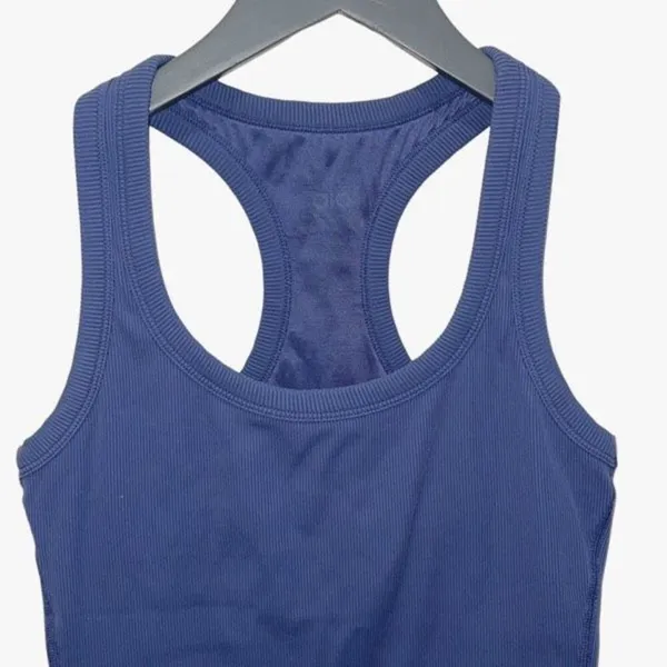 Alo Yoga Womens Rib Racerback Sleeveless Support Tank Top Smoke Cobalt Blue Size - Image 2
