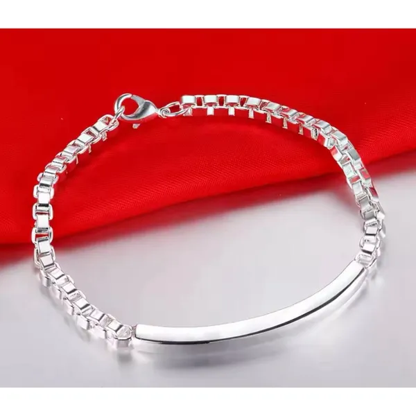Solid Box Chain Bracelet | 925 Sterling‎ Silver - Image 2