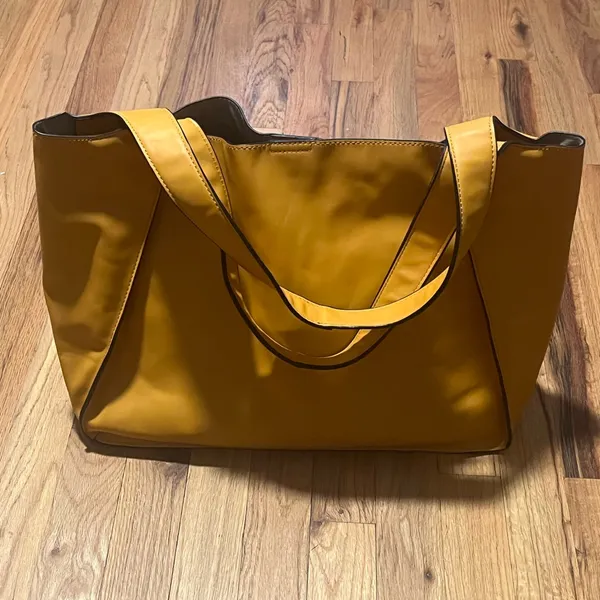 Chic Mustard Yellow Faux Leather Tote Bag | Large Shoulder Bag | Minimalist - Image 3