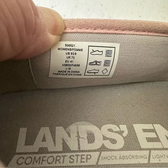 Lands'‎ End Slip On Sneakers Womens 9.5 Pink Comfort Step Knit Walking Shoes - Image 11