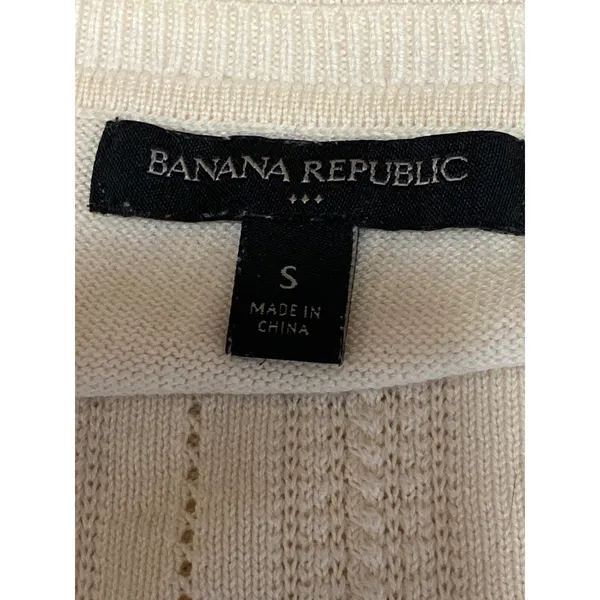 Banana Republic Women's Cream Long Sleeve Crew Neck Knit Sweater Top Size S - Image 5