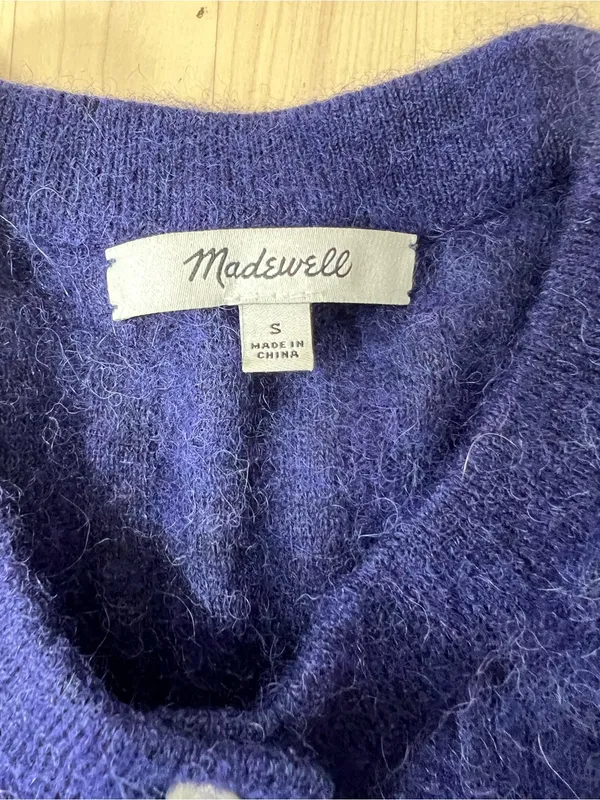 Madewell Blue Ribbed Henley Sweater Size S Alpaca Blend CKP492741785 Long Sleeve - Image 10