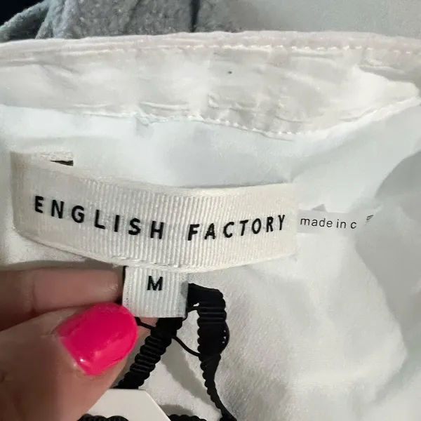 NWT English Factory GINGHAM TIERED MIDI DRESS white womens size medium oversized - Image 14