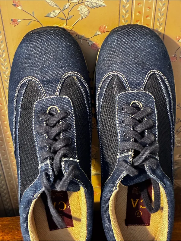 Woman Casual Denim Lace-Up Sneakers in Navy - Image 2