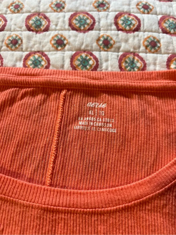 EUC Aerie Ribbed Coral Pink Long Sleeve Shirt size XL - Image 2