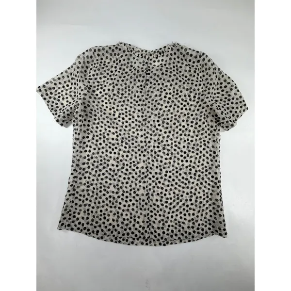 Madewell Womens XS Polka Dot Metallic Sheer Short Sleeve Blouse Cream Black - Image 2