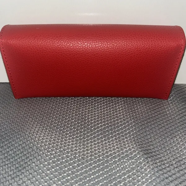 Guess Red Faux Leather Eyeglass Case Soft‎ Pouch Snap Closure - Image 2