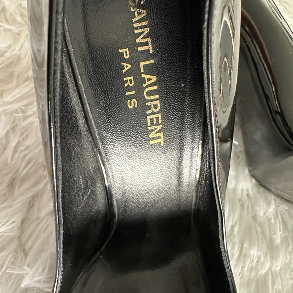 Saint Laurent YSL Anja Black 110 Patent Leather Pumps Shoes Italy Sz 39.5 39 1/2 - Image 10