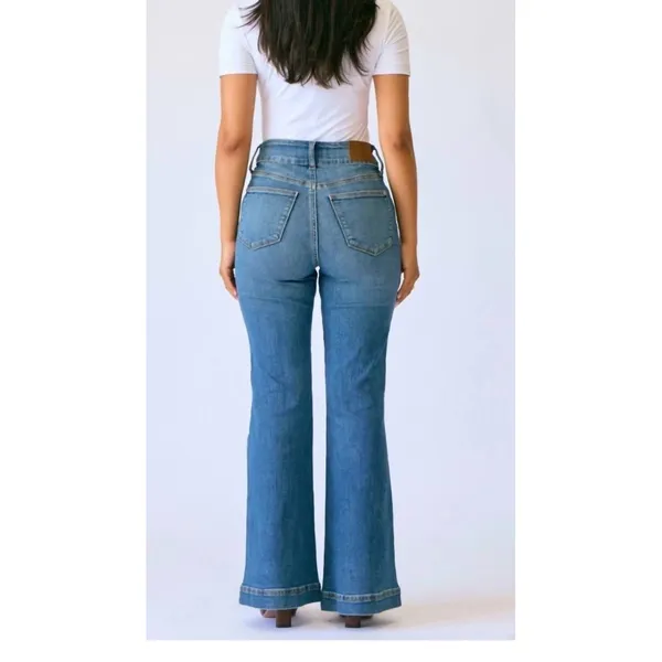 Judy Blue High Waist Petite Tummy Control Flare Jeans 11/30 Retro Hippie New - Image 3