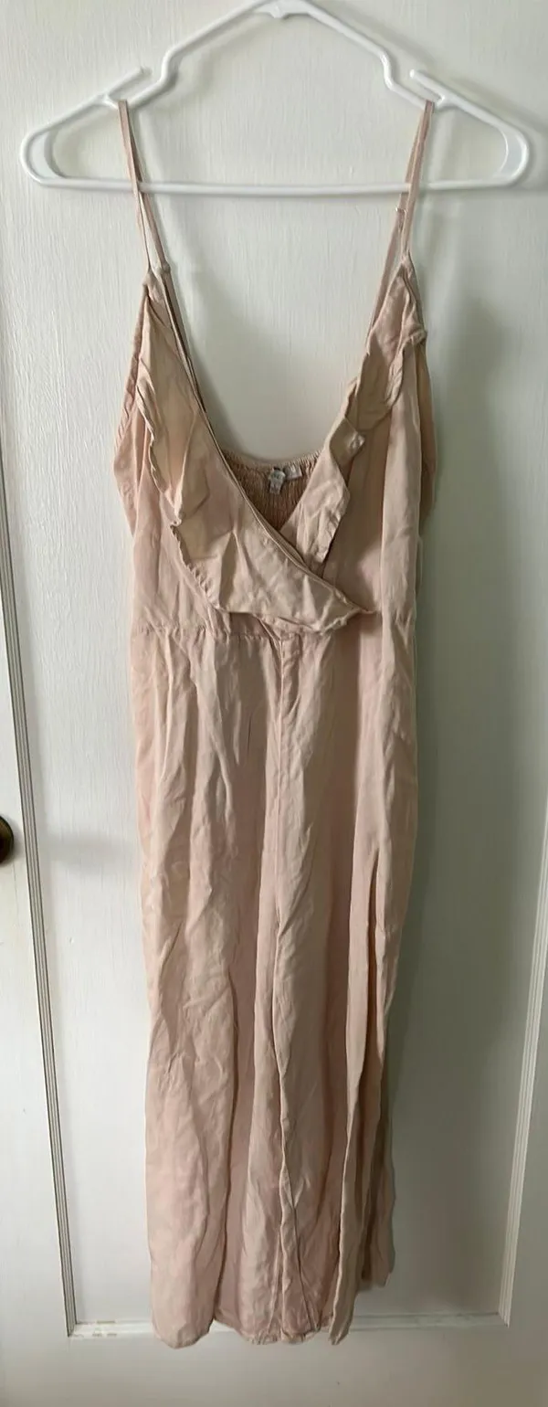 Tan Linen Jumpsuit Size L - Image 2