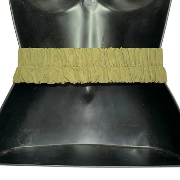 Vintage Olive Green Elastic Web Belt Silver‎ Quick Release Military Style 36.5" - Image 4