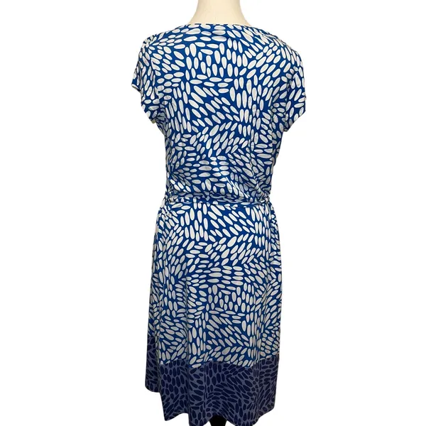 Boden Amelie Jersey Cap Sleeve Belted Dress Soft Stretch Blues White Size 10 - Image 3