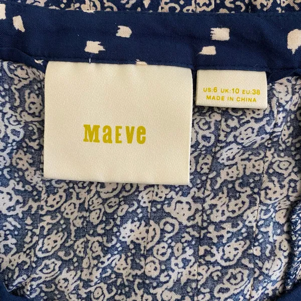 Anthropologie Maeve Hiver Blue 3/4 Sleeve‎ Size 6 Boho Peasant Blouse - Image 2