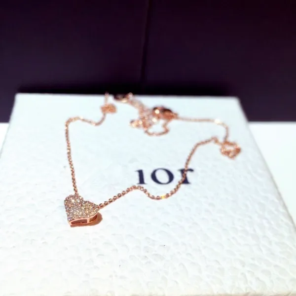 14K Rose Gold Plated Love Heart Pendant Necklace for Women - Image 2