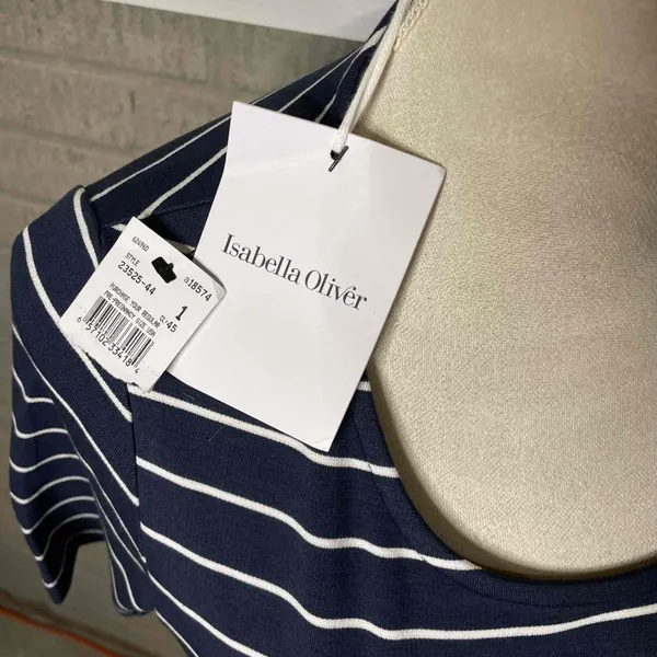 NWT Elizabeth Oliver Navy White‎ Striped A Line Maternity Dress Size 1 - Image 2
