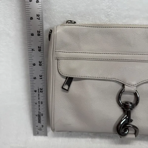 Rebecca Minkoff Crossbody Bag Leather Silver Hardware Pale Gray Small‎ - Image 4