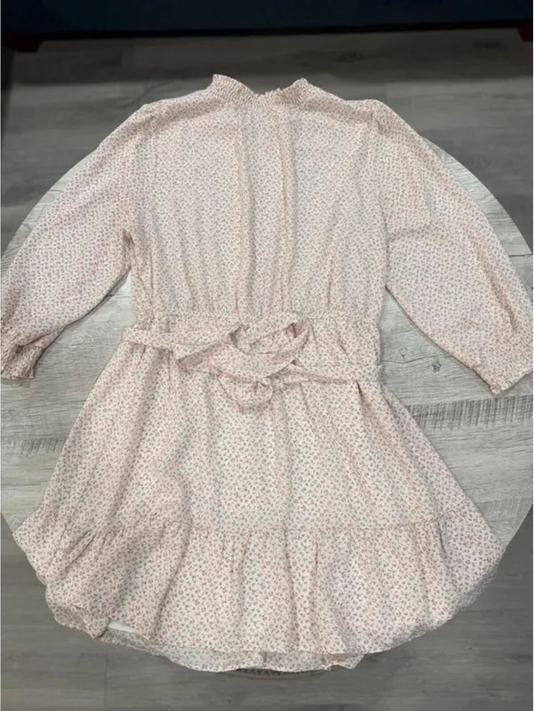 Sweet Rain Floral Mini Dress Cottagecore Tie Waist Ruffle Long Sleeve XL - Image 7