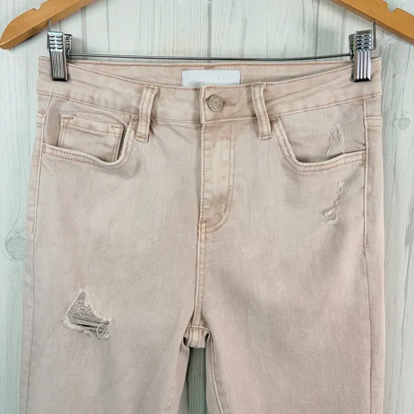 VERVET‎ Skinny High-Rise Distressed Crop Jean in Blush/Taupe, Size 27 - Image 3