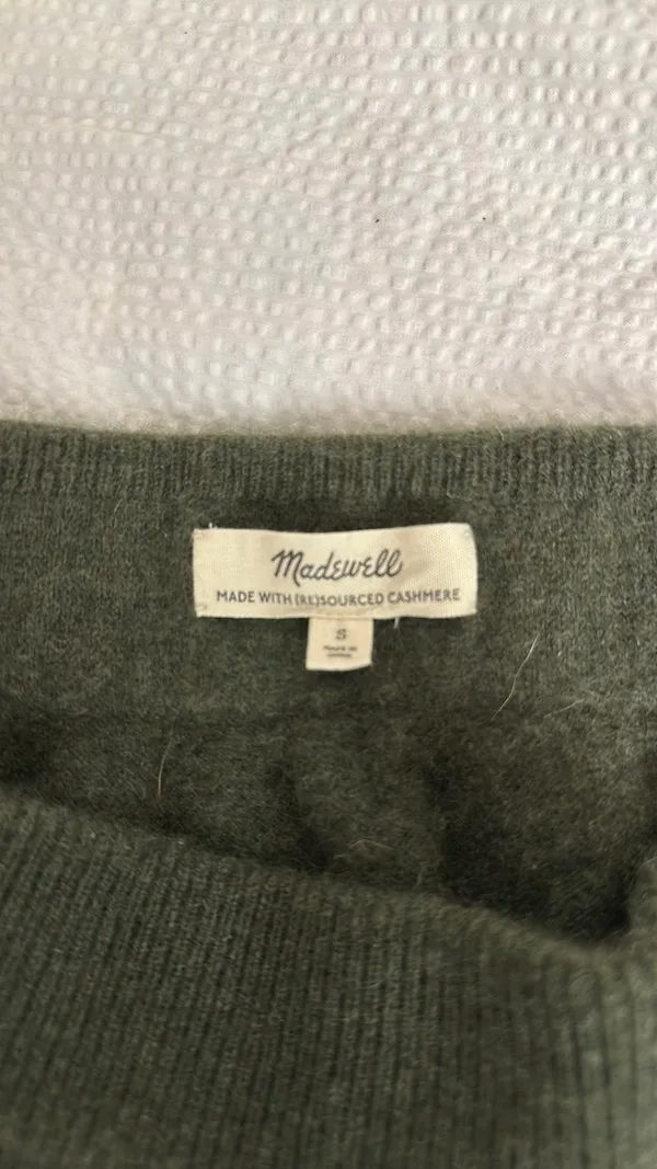 Madewell (Re)sourced Cashmere Allendale Sweater Pants Sz S Olive - Image 4