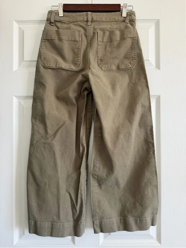 Madewell Emmett Wide Leg Crop Pants Drill Khaki Patch Pocket Women’s 26 - Image 3
