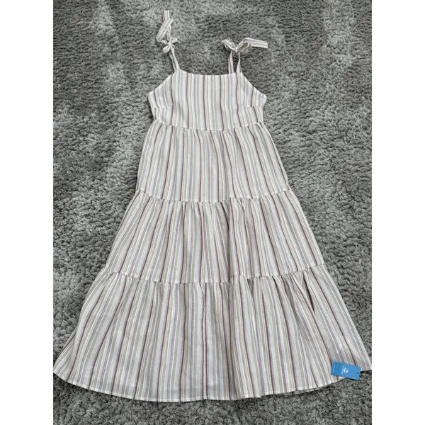 CUPSHE Striped Square Neck Tie Shoulder Maxi Dress Beach Cover Up Size S NWT - Image 5