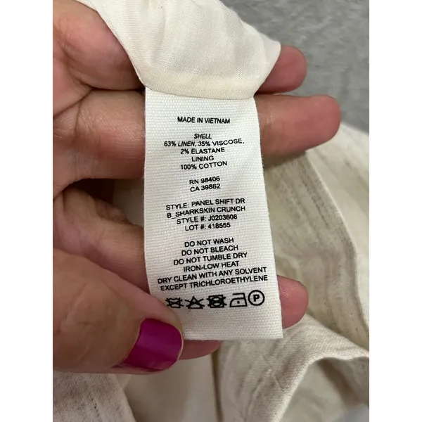 Theory Panel Shift Dress Sharkskin Crunch Linen Blend Short Sleeve Shift Dress S - Image 6