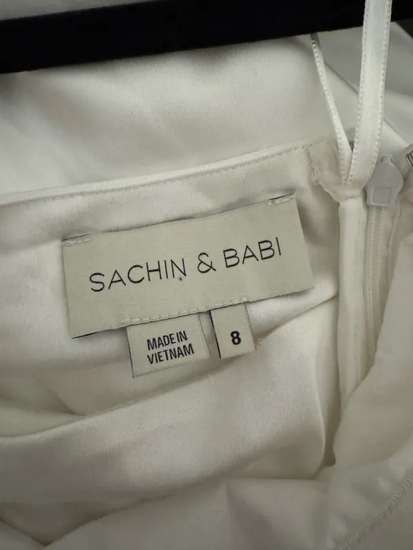 Sachin & Babi Aubrey Strapless Dress White Satin - Image 5
